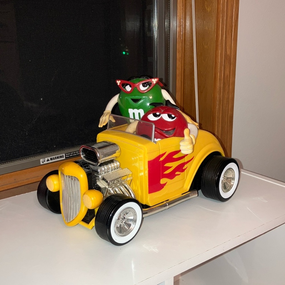 M&M Dispenser Yellow Hot Rod Car Collectible